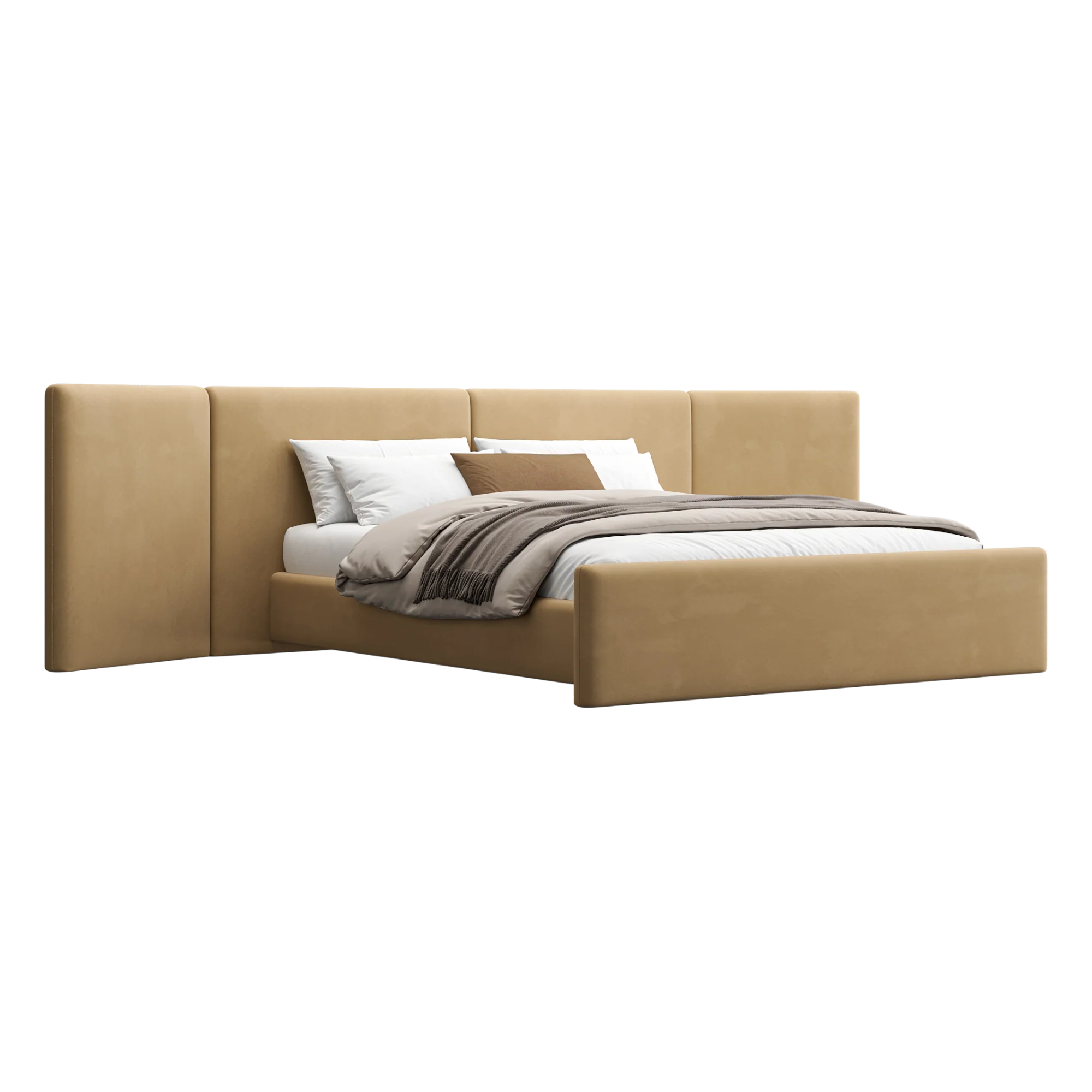 Apogee Bed Camel Velvet - Image 3
