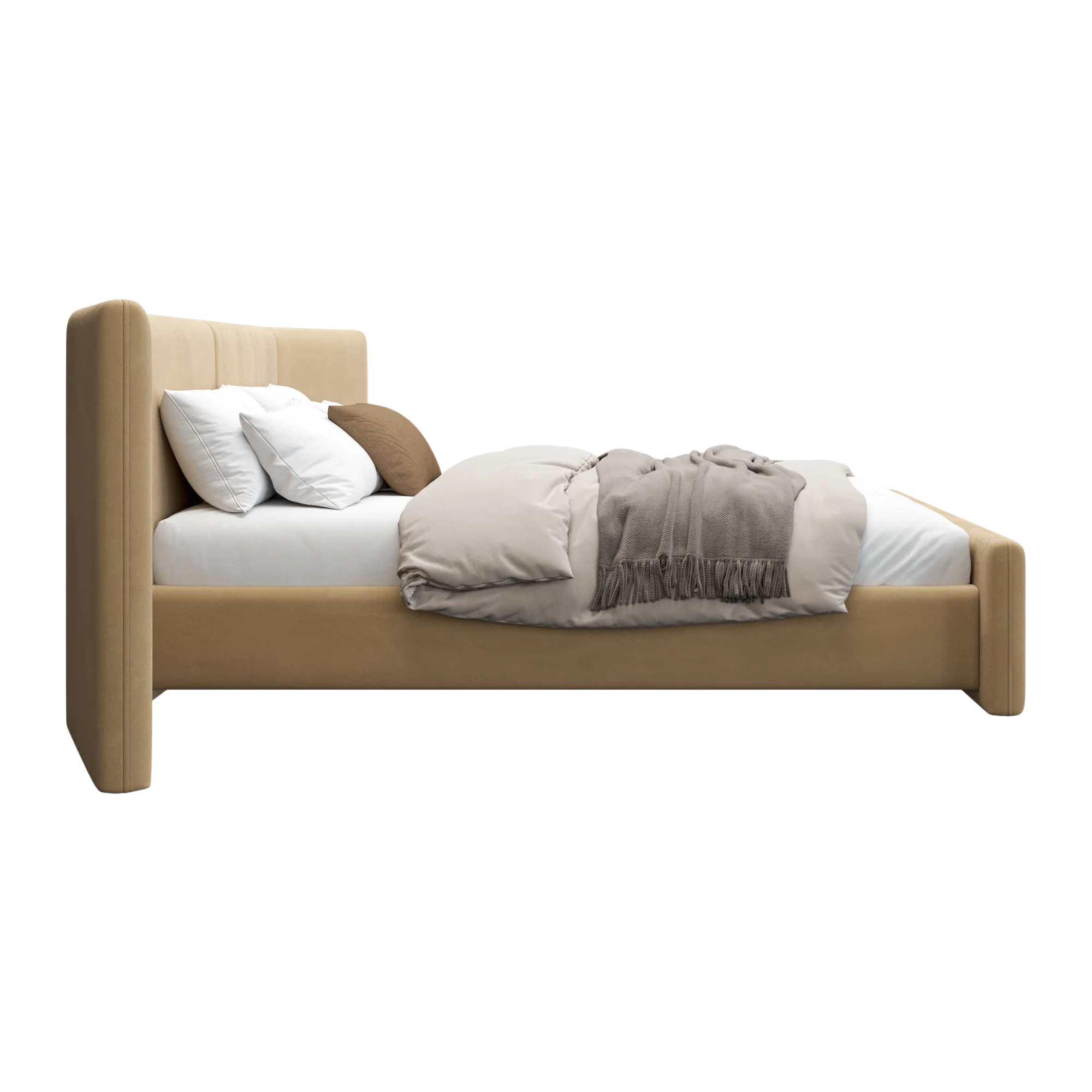 Apogee Bed Camel Velvet - Image 5