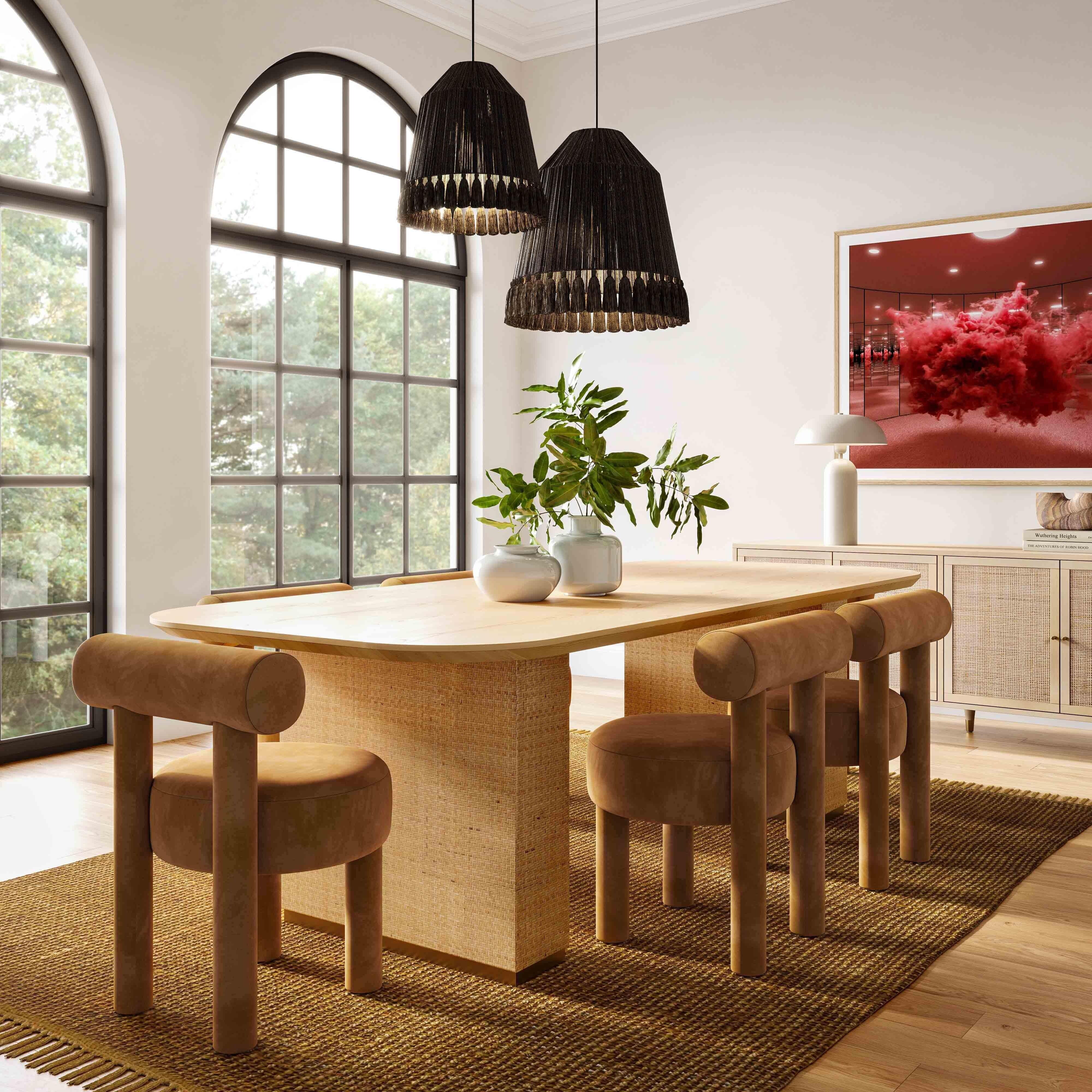 Arch Camel Velvet Dining Chair - Image 2