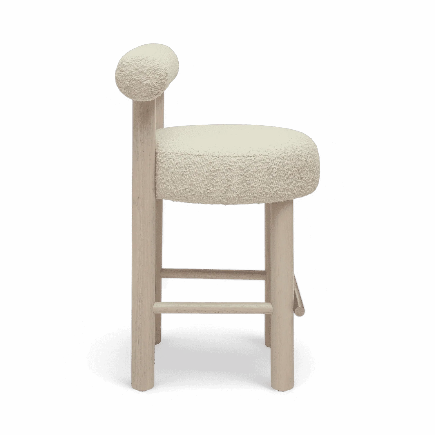 Arch Off White Boucle and Solid Wood Counter Stool - Image 4