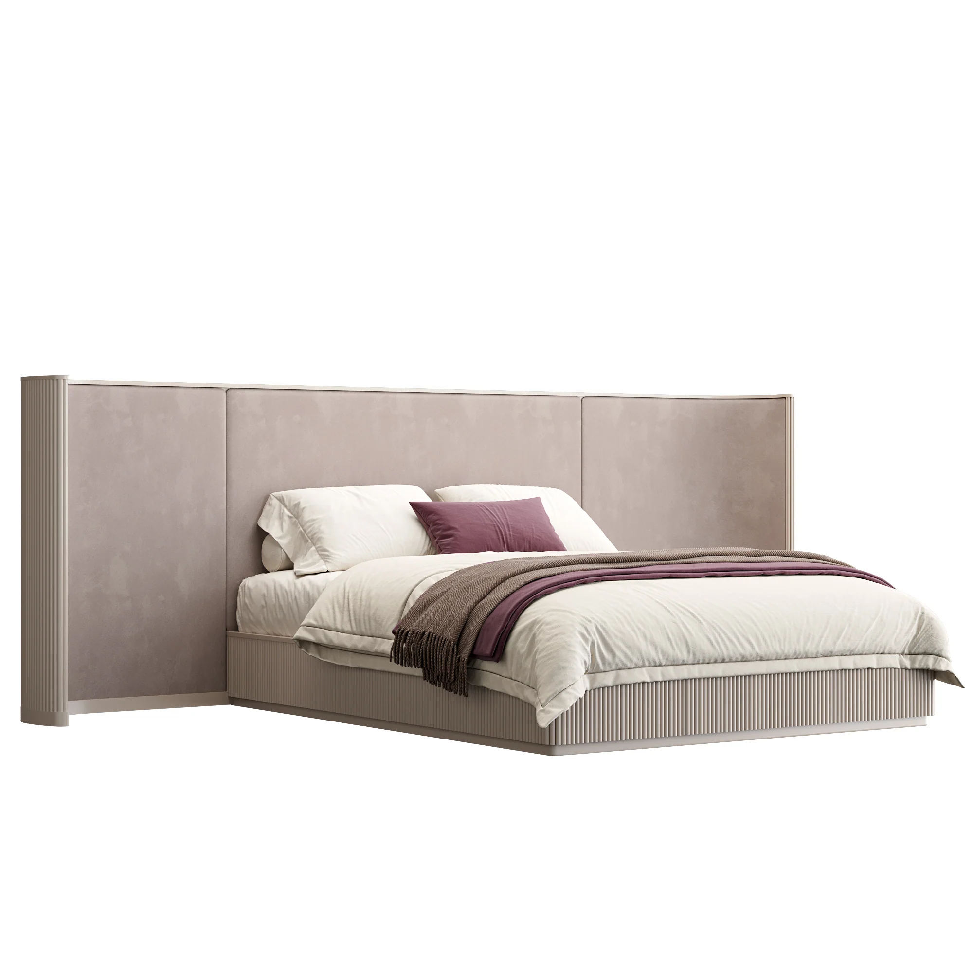 Baxter Bed Alabaster w/ Beige Velvet Headboard - Image 3