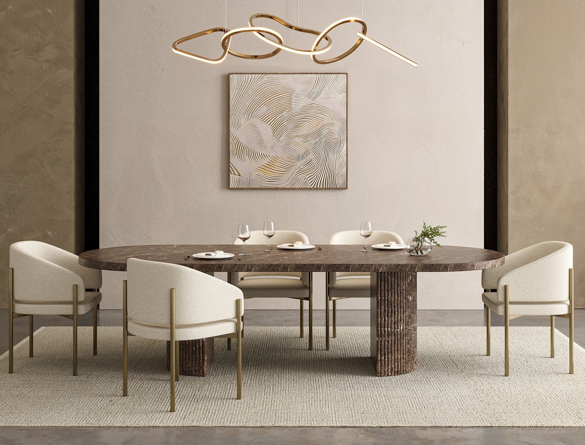Bloom Dining Table Brown Marble - Image 4