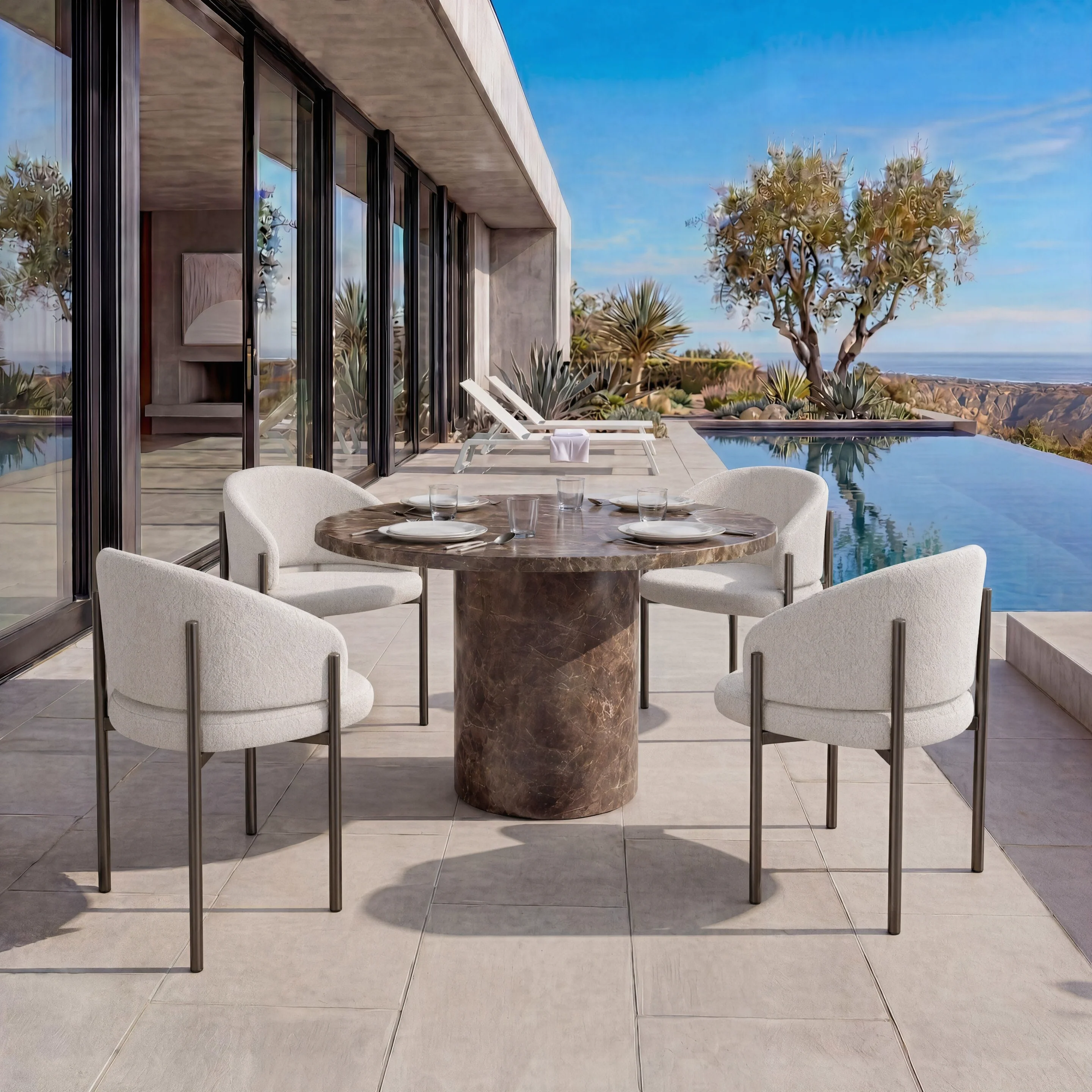 Bloom Round Dining Table Brown Marble - Image 4