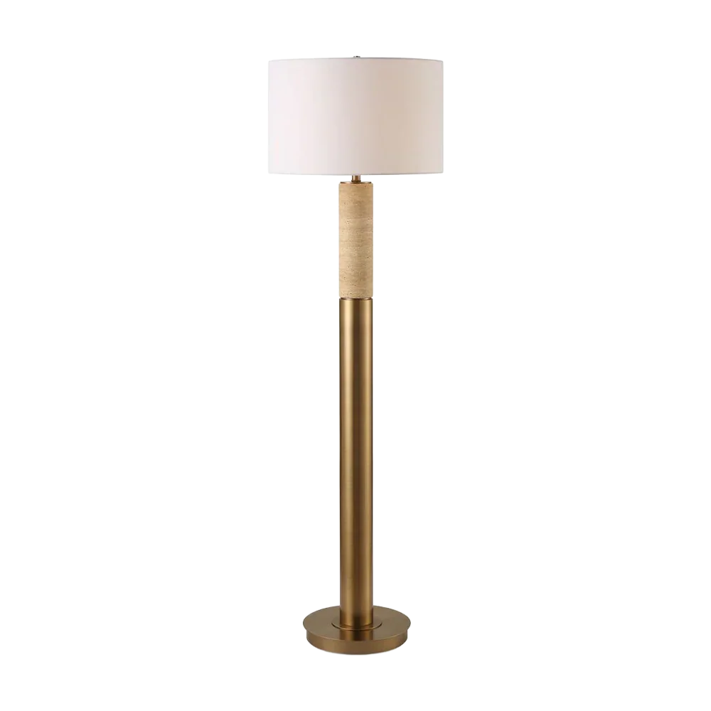 Bravertine Floor Lamp Gold & Travertine - Image 3