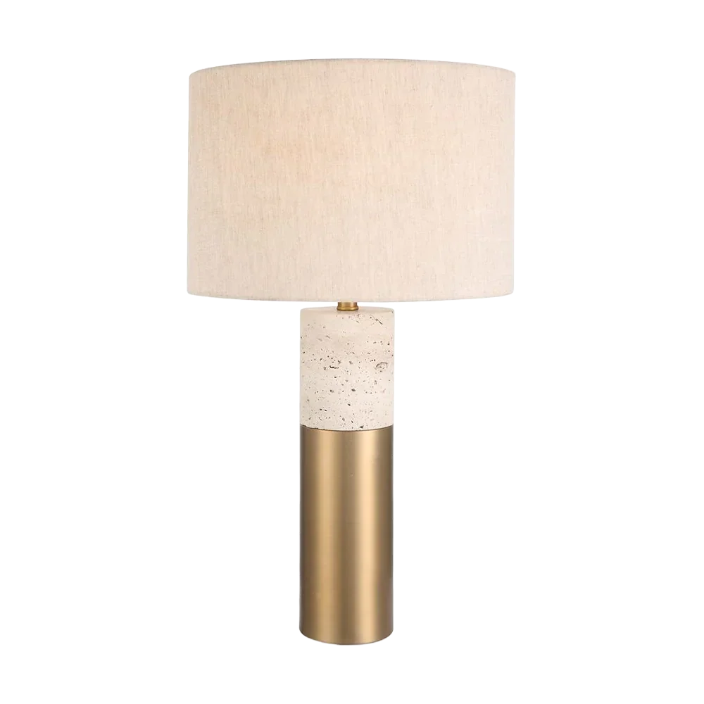 Bravertine Table Lamp Gold & Travertine - Image 3