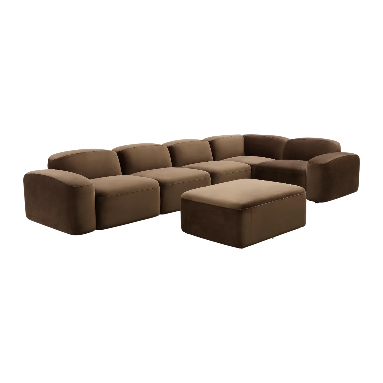 Brunello Large Modular Sofa Brown Velvet - Image 3