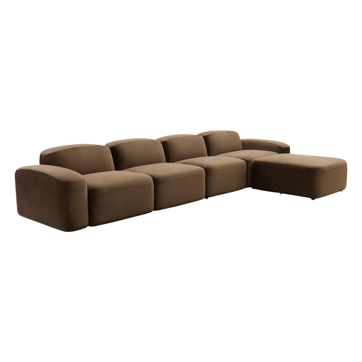 Brunello Large Sectional Sofa Brown Velvet - Image 3