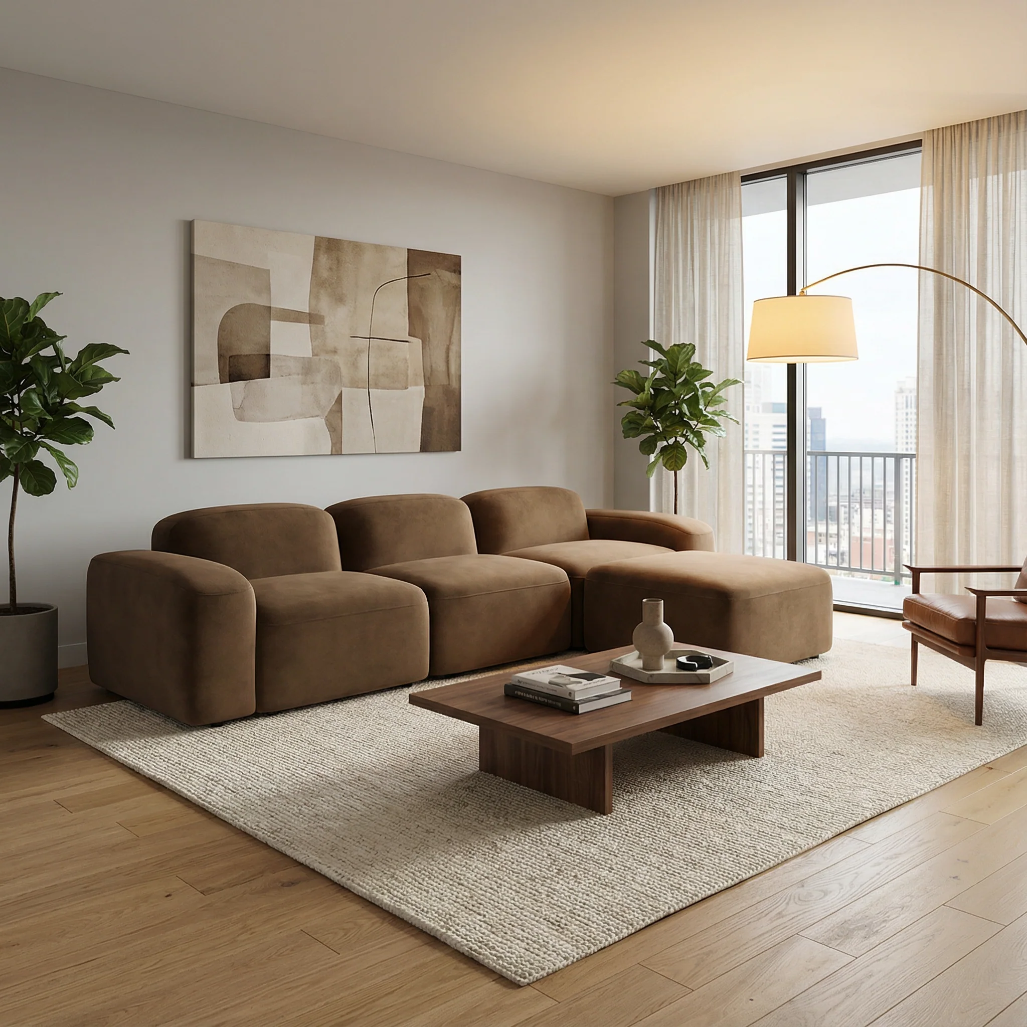 Brunello Sectional Sofa Brown Velvet - Image 3