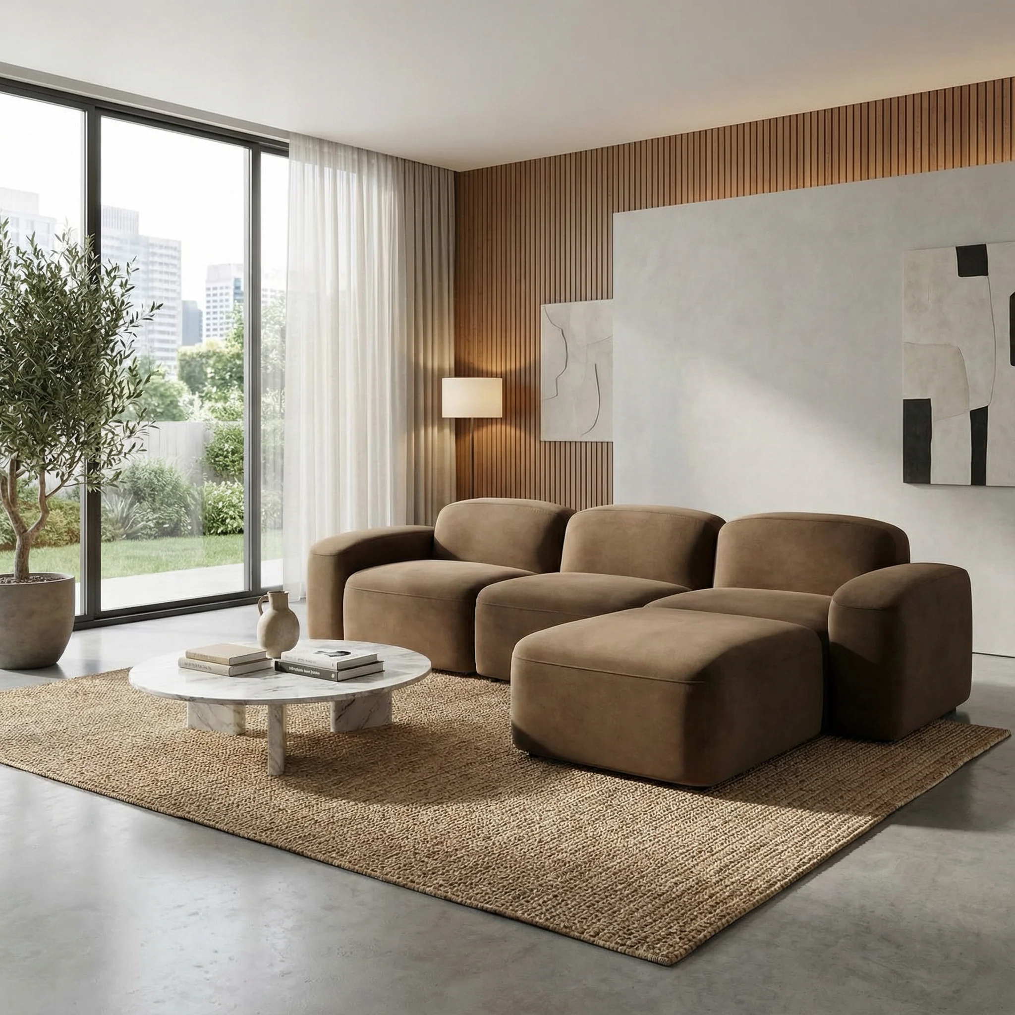 Brunello Sectional Sofa Brown Velvet - Image 8