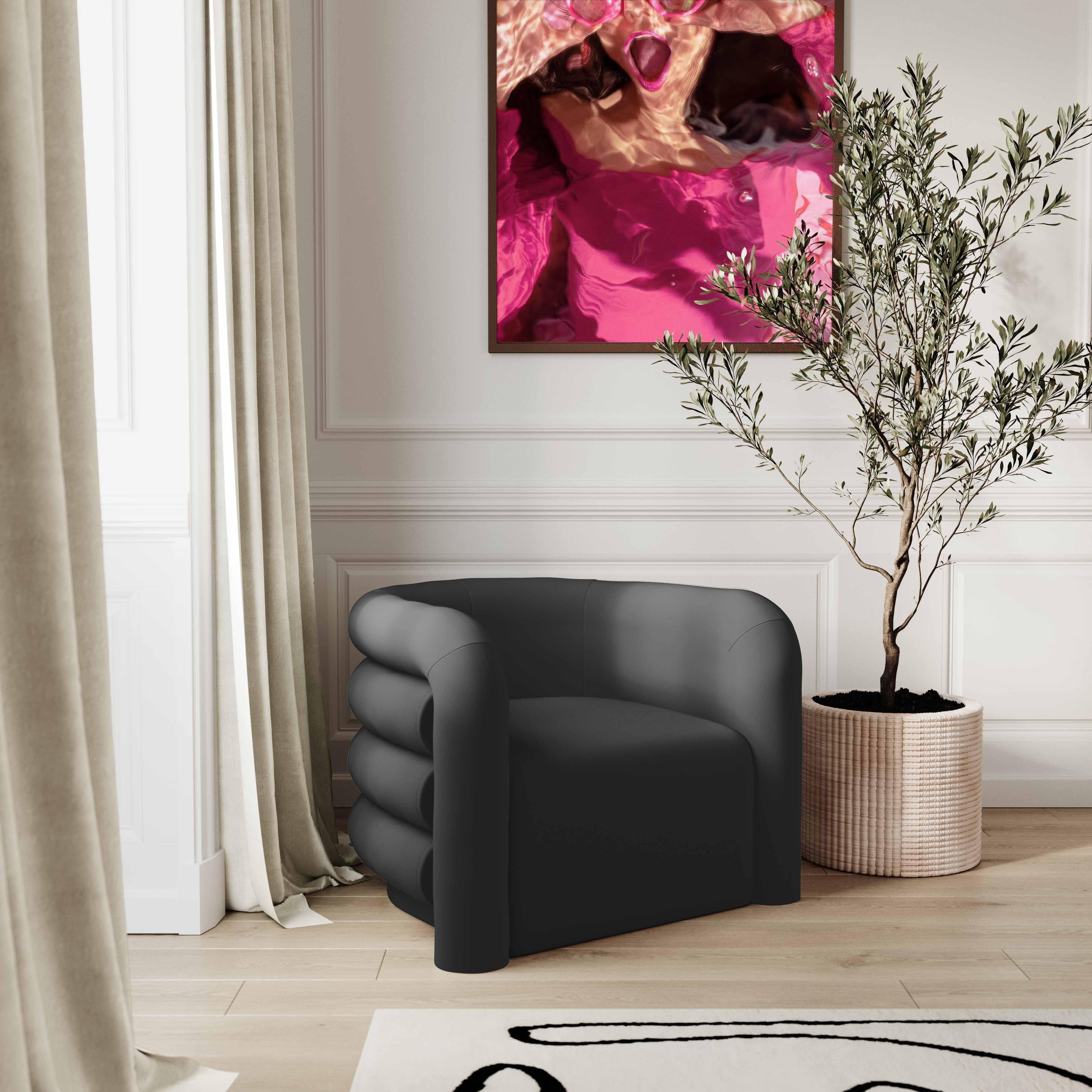 Comet Black Velvet Lounge Chair - Image 2