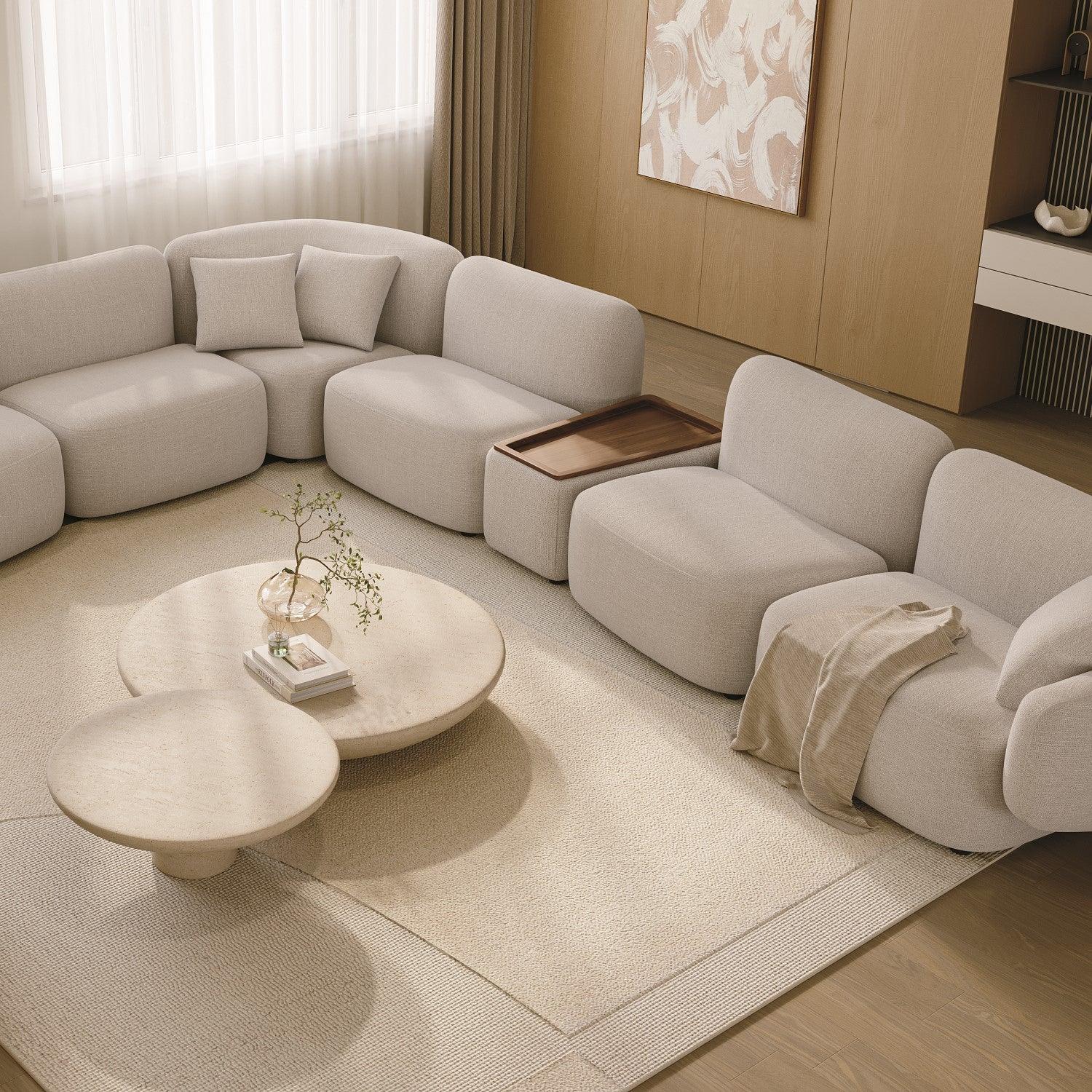 Divano Extended Sectional Sofa Set Off White - Image 2