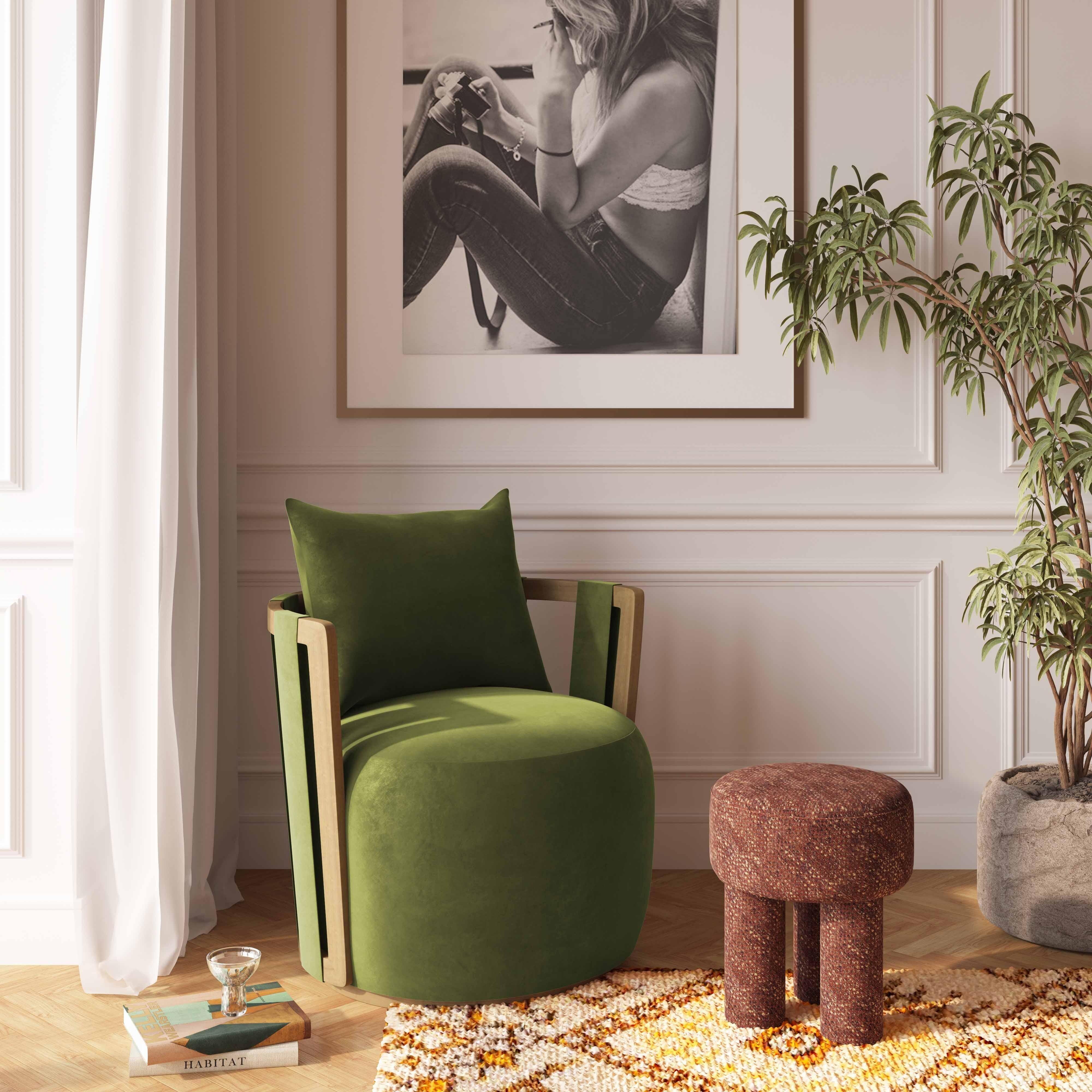 Equinox Green Velvet Swivel Chair - Image 2
