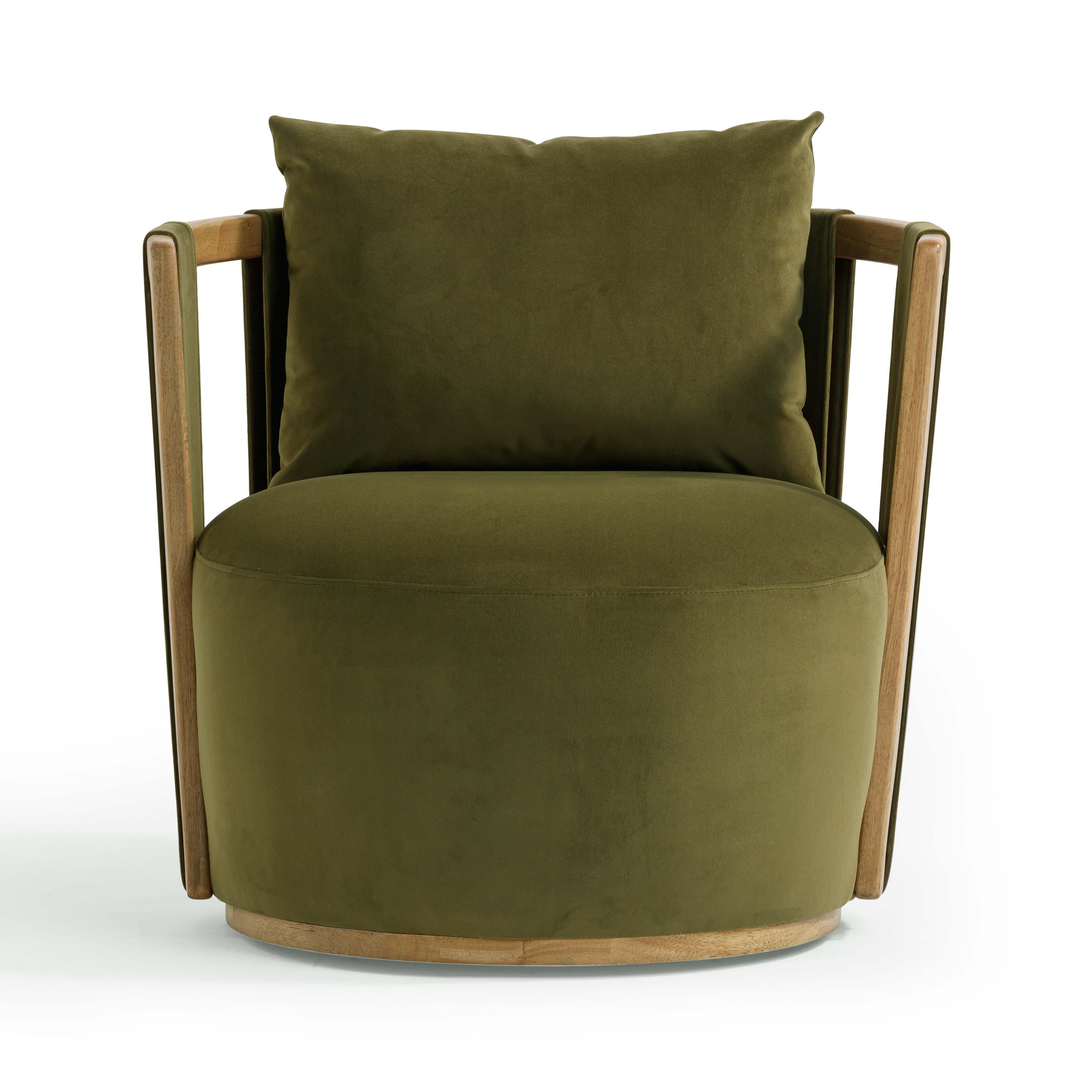 Equinox Green Velvet Swivel Chair - Image 3