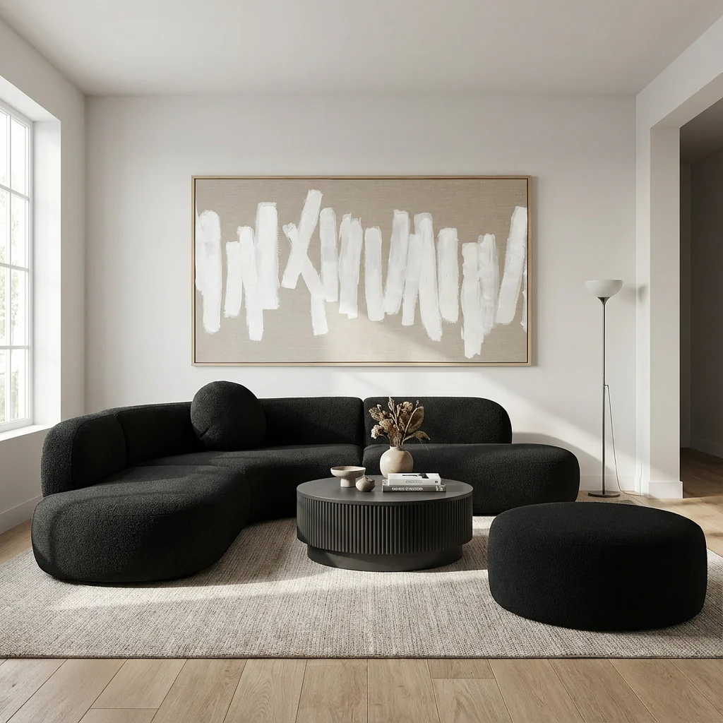 Horizon Sectional Sofa Black Boucle - Image 2