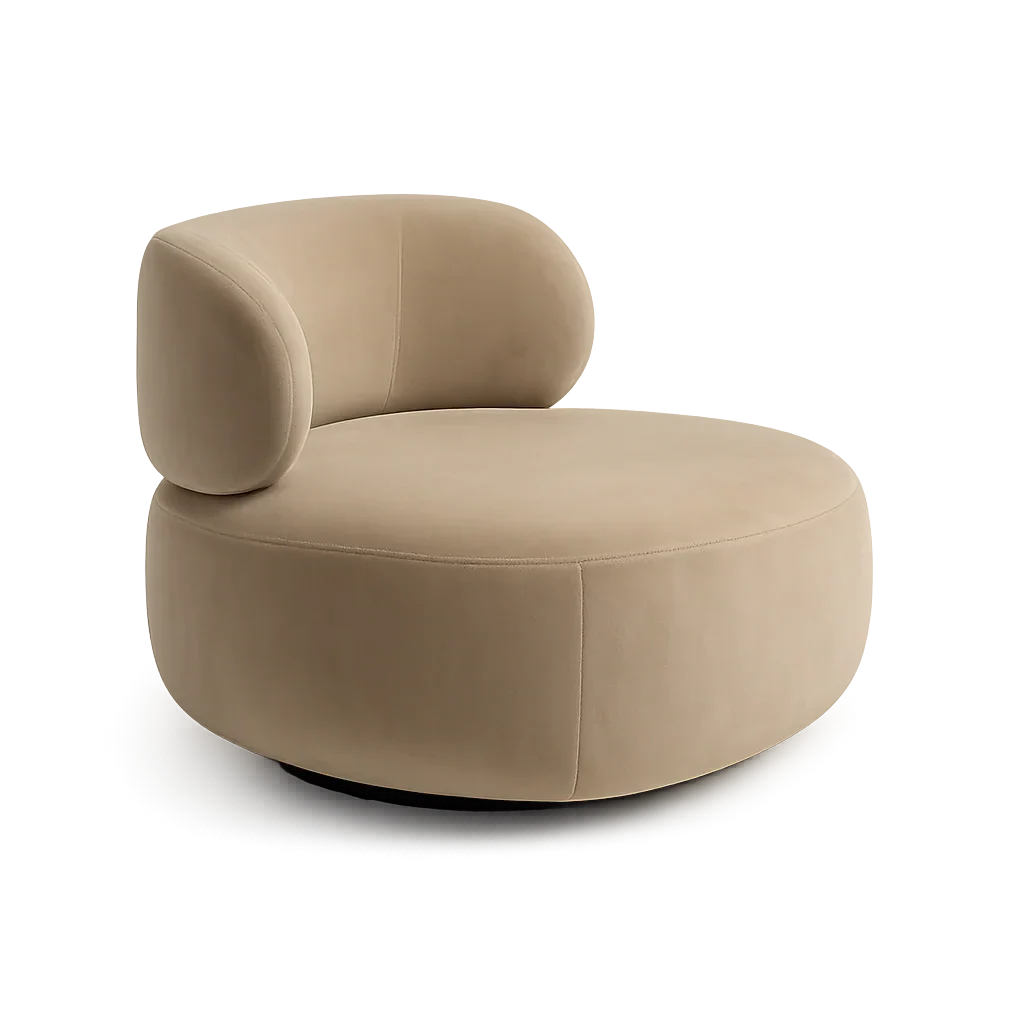 Lilo Swivel Lounge Chair Beige Velvet - Image 2