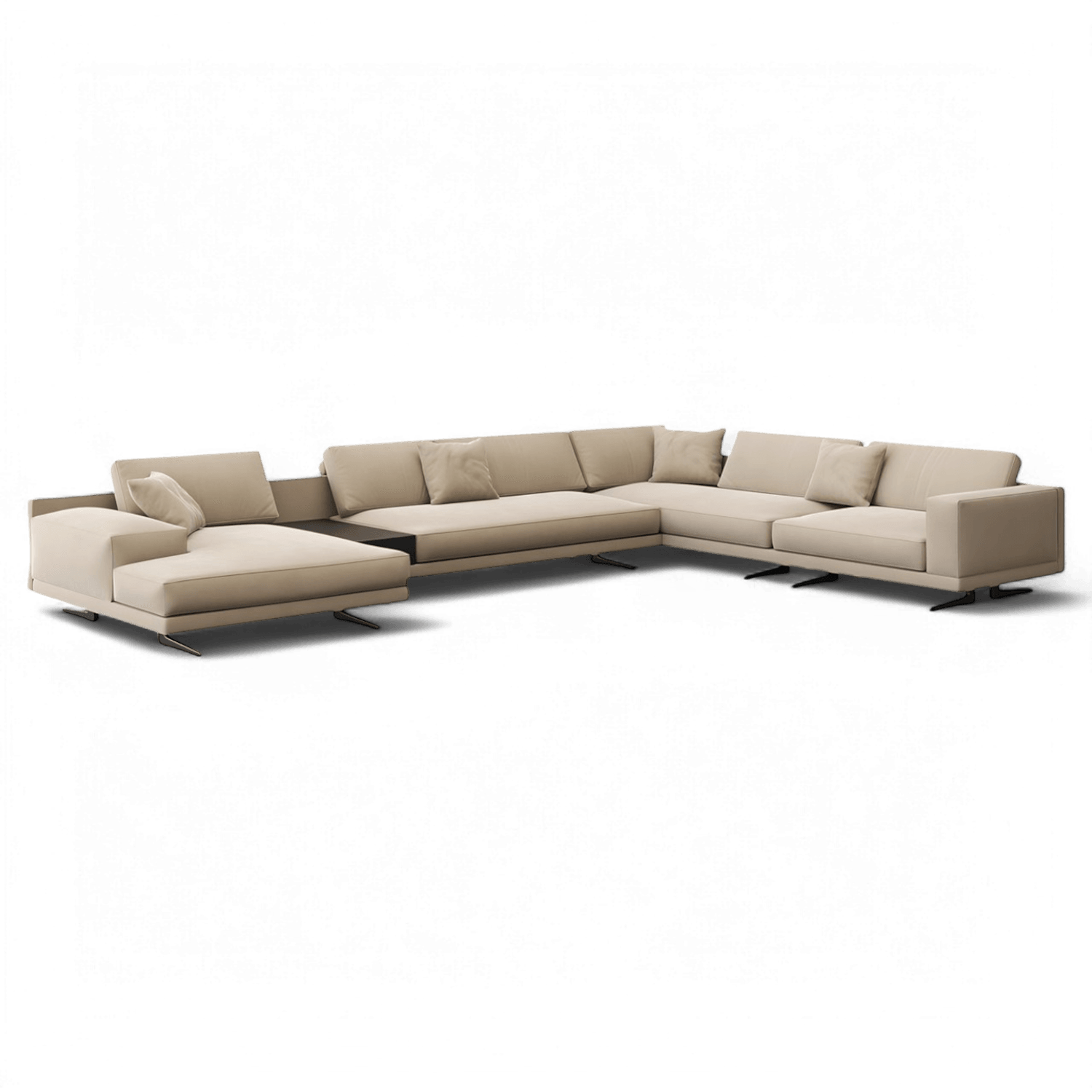 Maestro Sectional Sofa Beige Velvet - Image 3