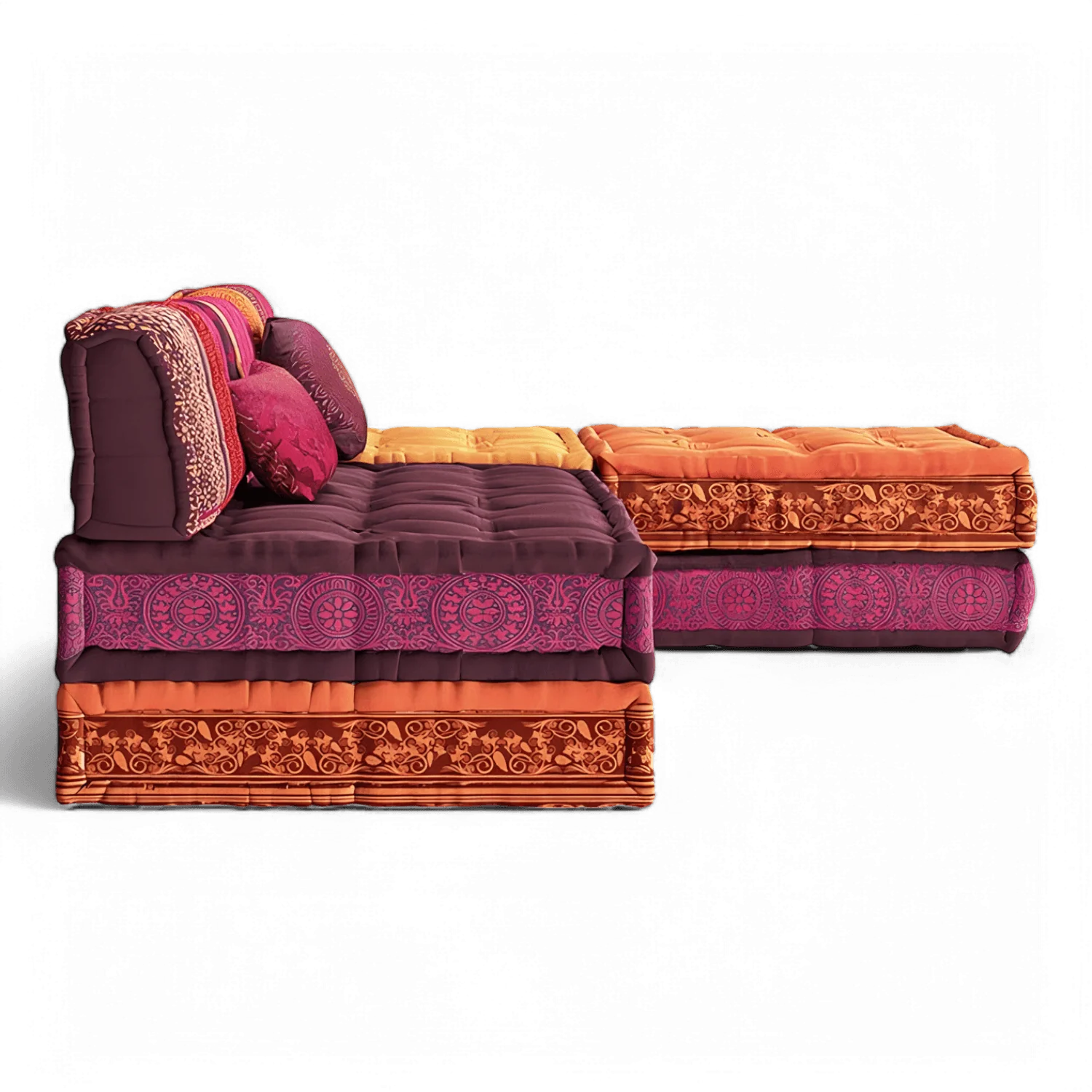 Maili Sectional Sofa Purple & Orange - Image 4