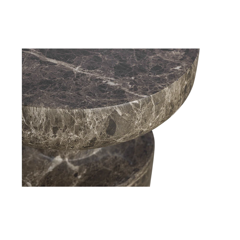 Monaco Round Side Table Brown Marble - Image 5