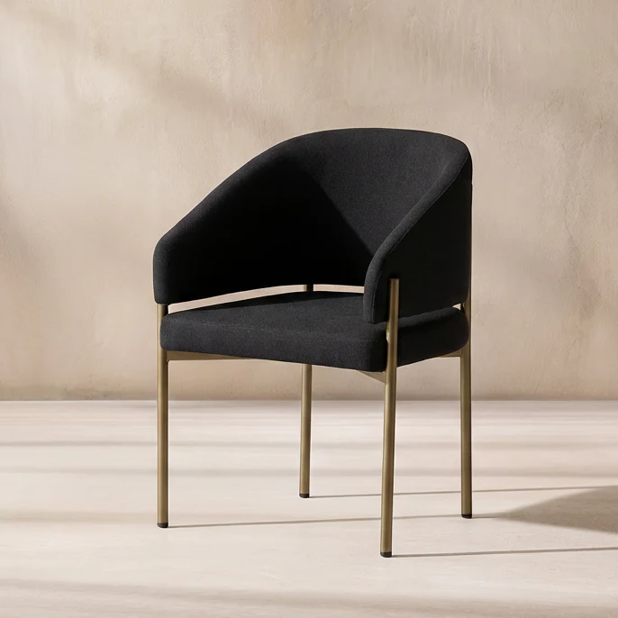 Oxford Dining Chair Black & Brass Frame - Image 2