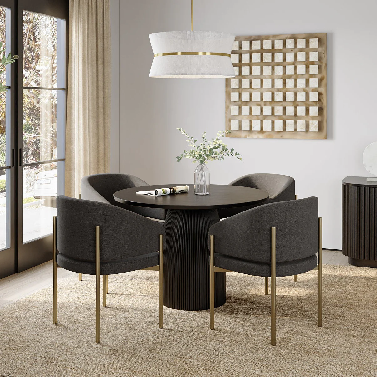 Oxford Round XS Dining Table Black Wood - Image 5
