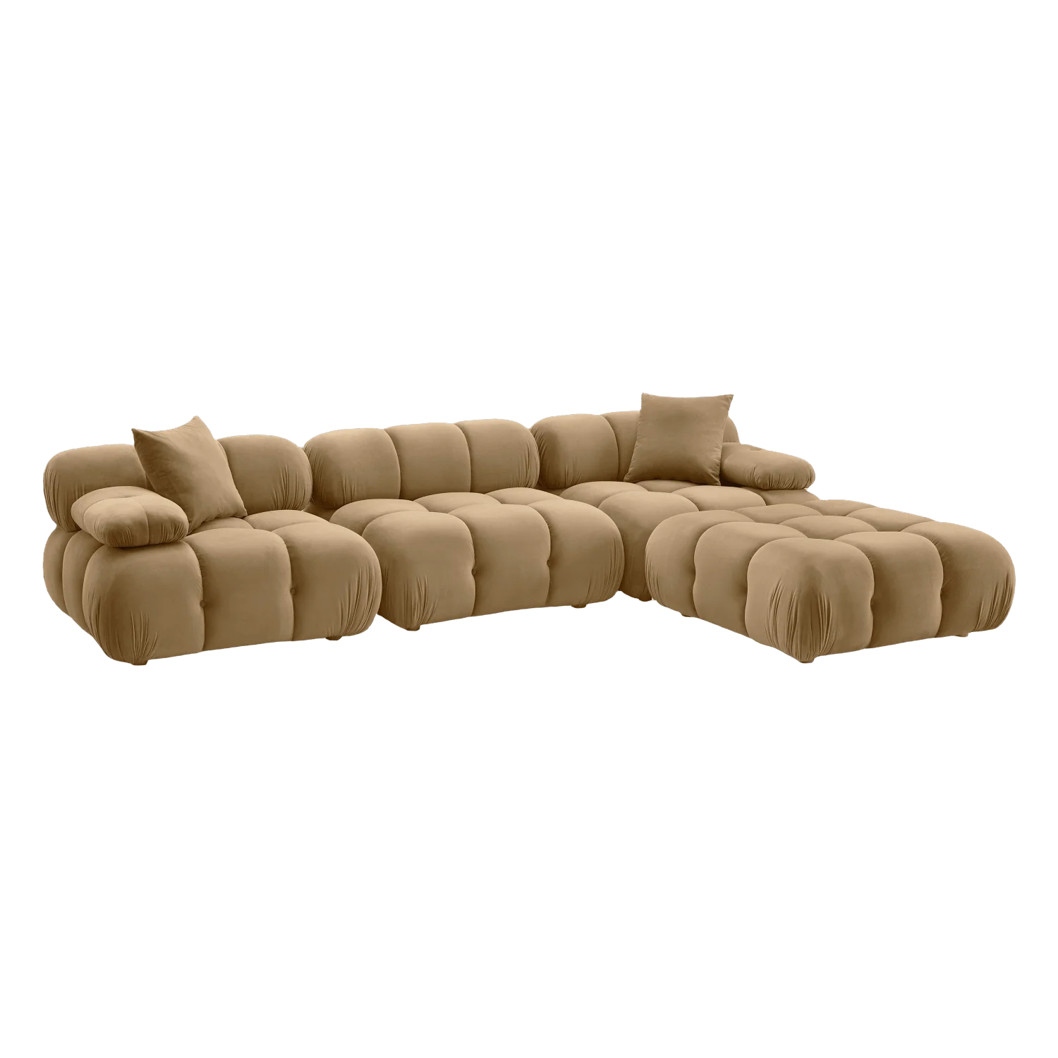 Solace Camel Velvet 4-piece Modular Sectional - Image 3