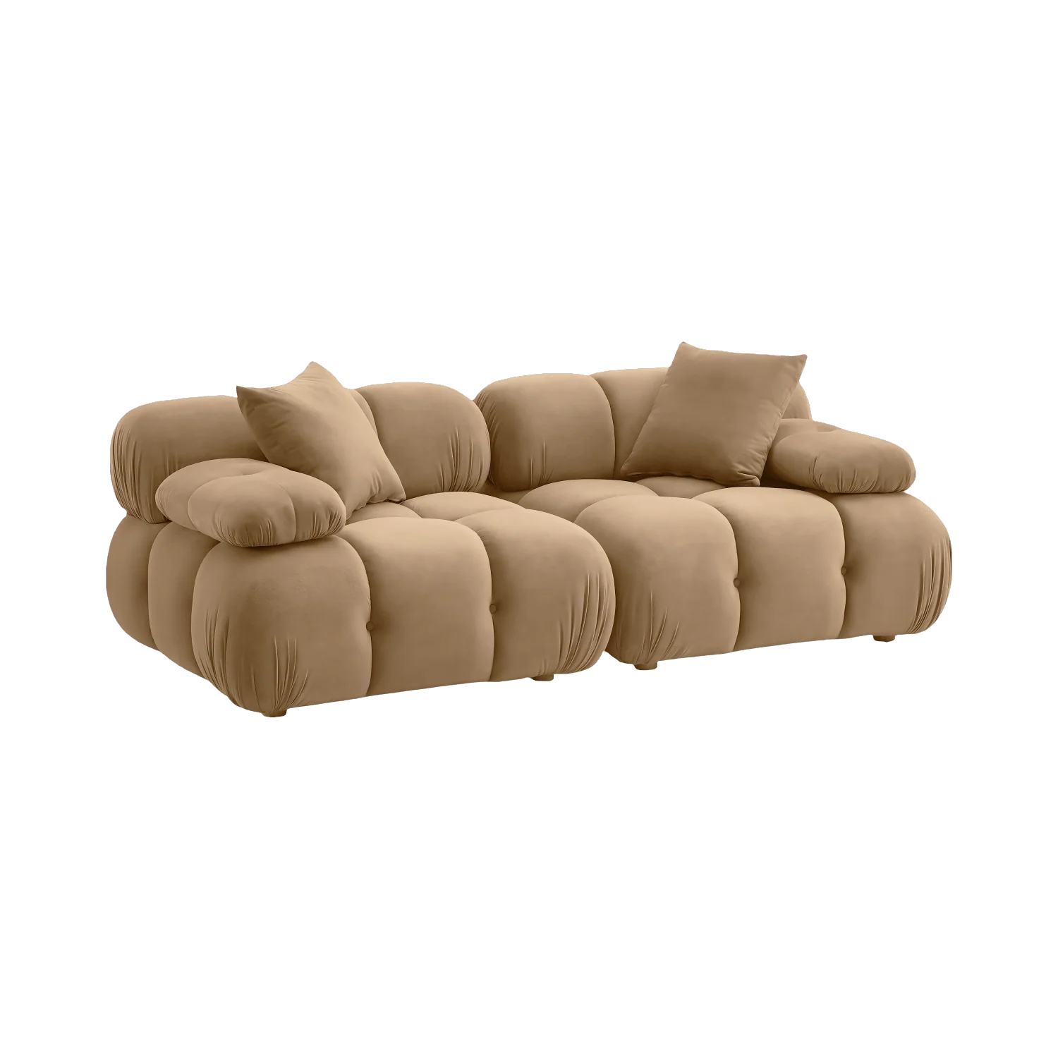 Solace Camel Velvet Modular Loveseat - Image 3