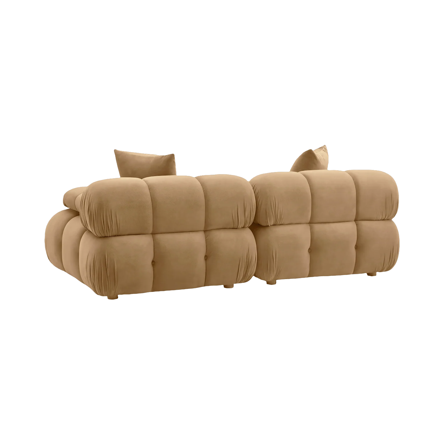 Solace Camel Velvet Modular Loveseat - Image 4