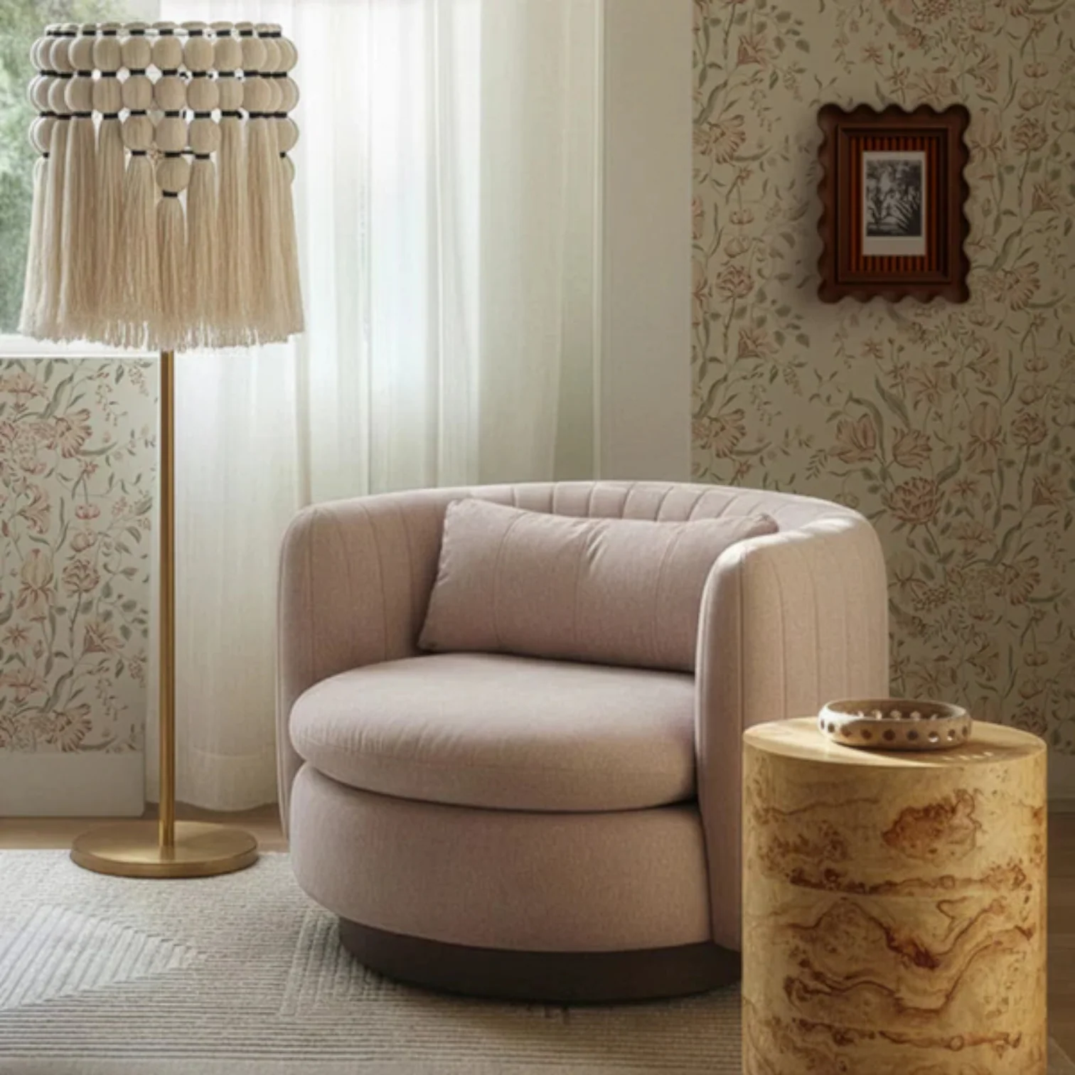 Valeria Chenille Swivel Lounge Chair - Image 2