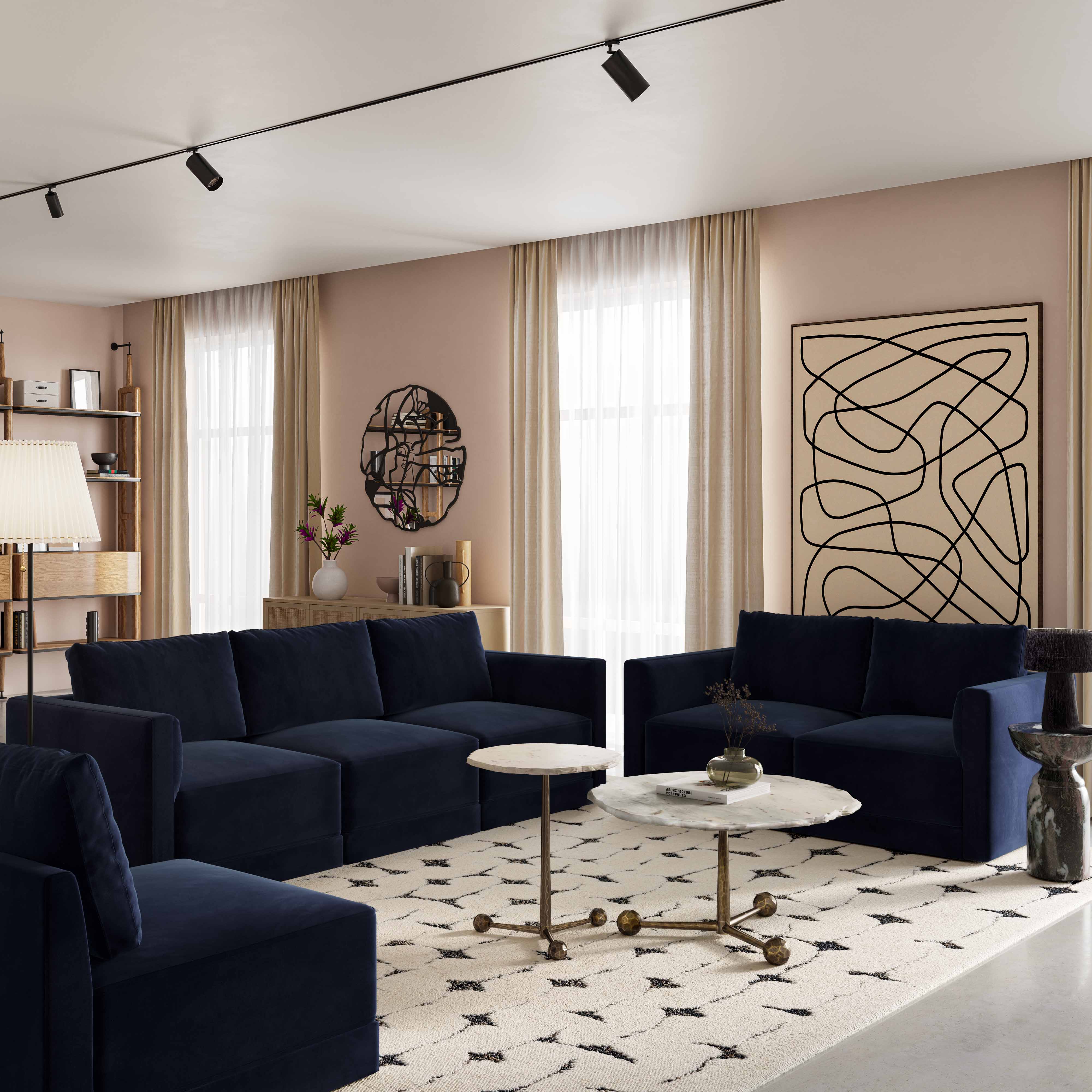 Valerio Velvet Modular Sofa Navy - Image 2