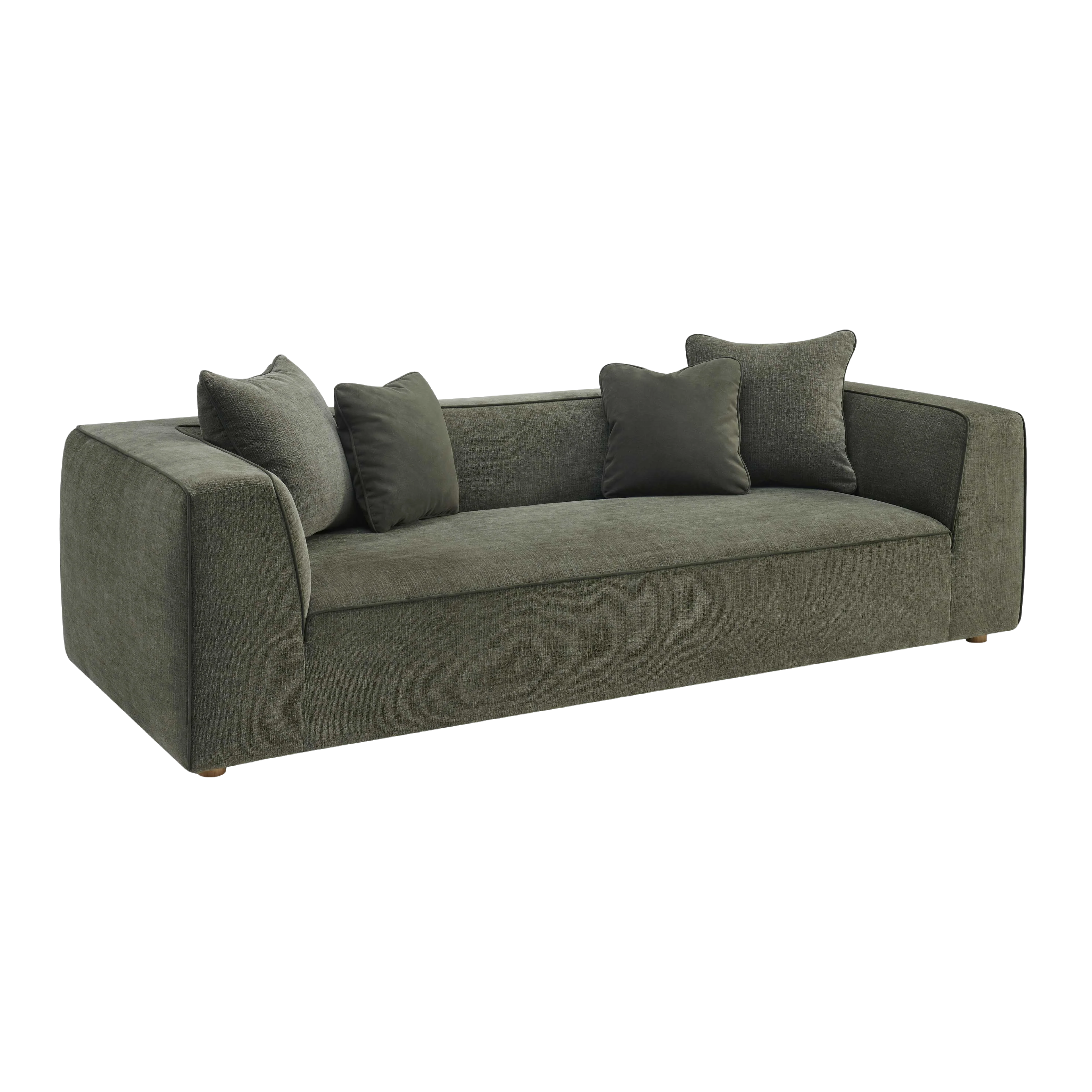 Vallora Olive Green Upcycled Basketweave Sofa - Image 3