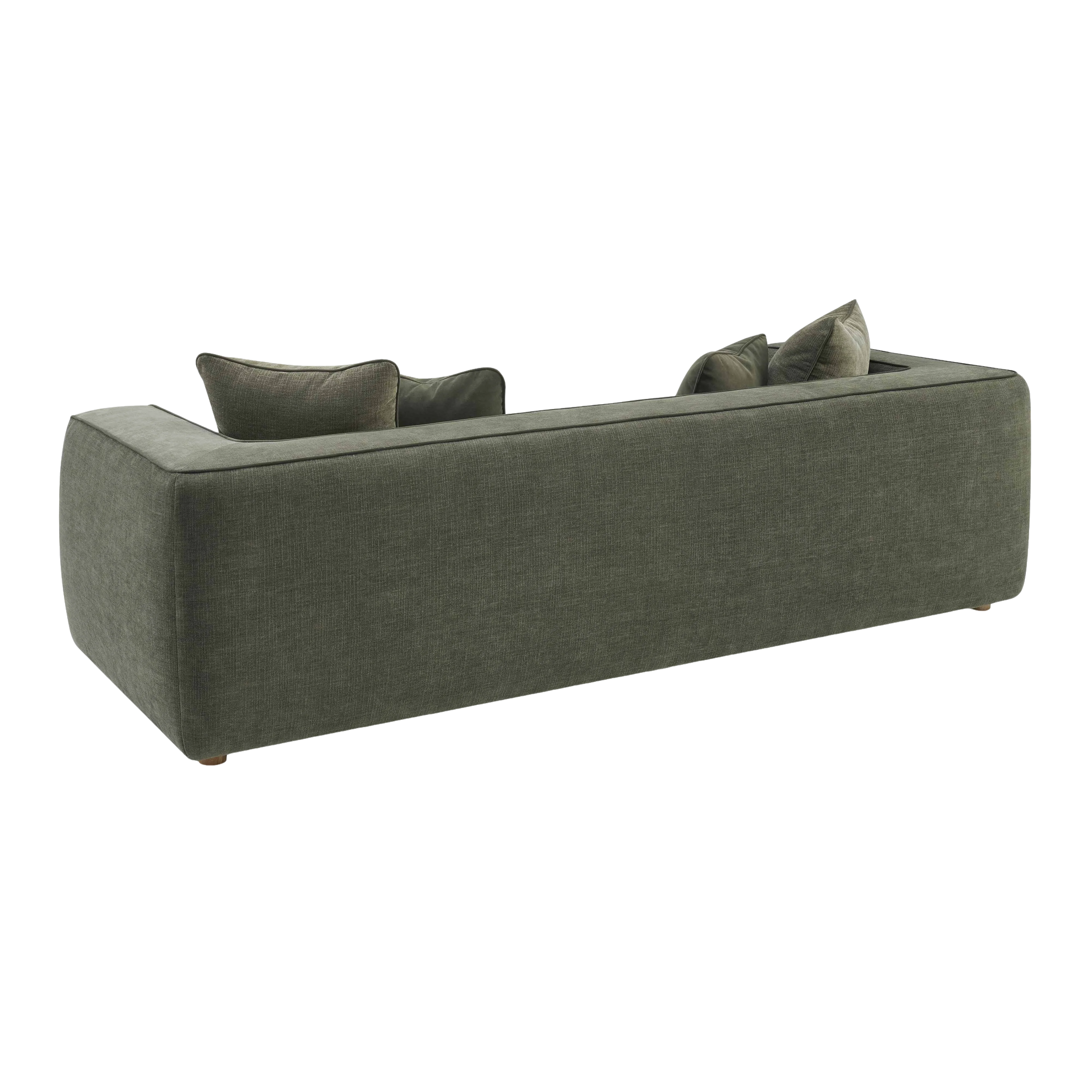 Vallora Olive Green Upcycled Basketweave Sofa - Image 4